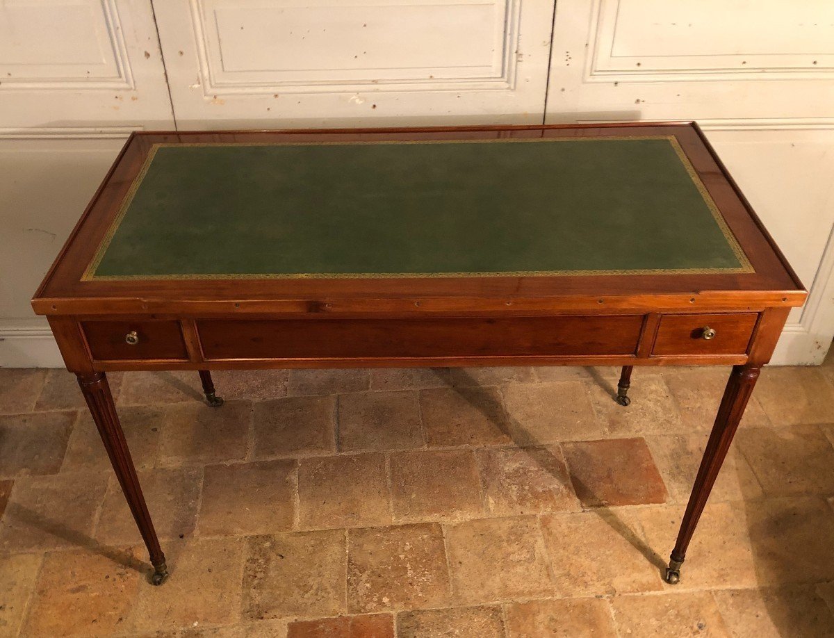 Table à Jeux, Tric Trac, Bureau Louis XVI Estampillée M. Ohneberg En Acajou-photo-2