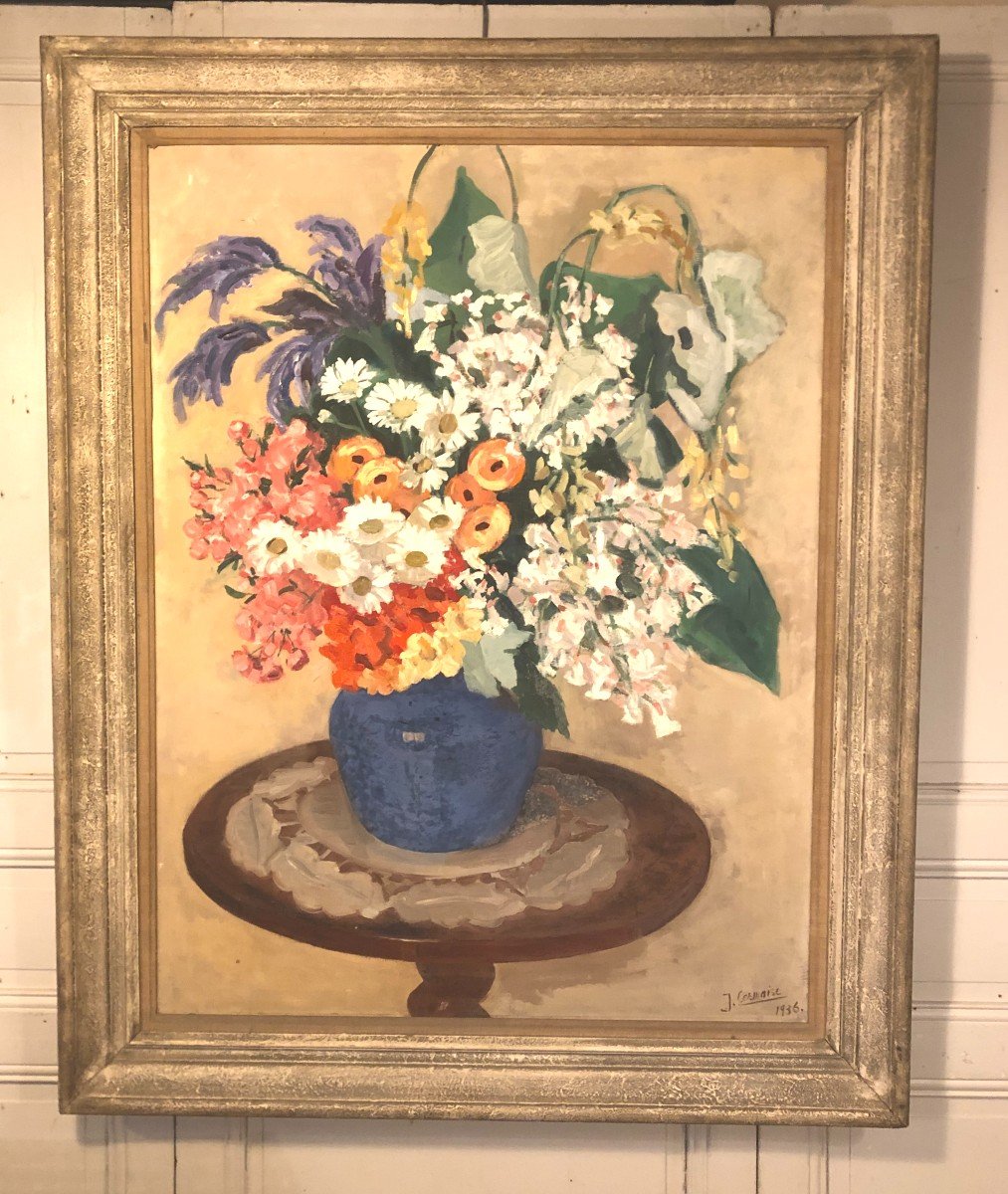 Grand Bouquet De Fleurs Boucher Cermaise 1936 Huile Sur Toile 