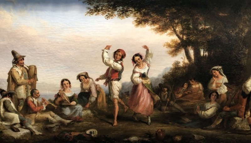 Oil On Canvas "neapolitan Festival" 19th Century-photo-2