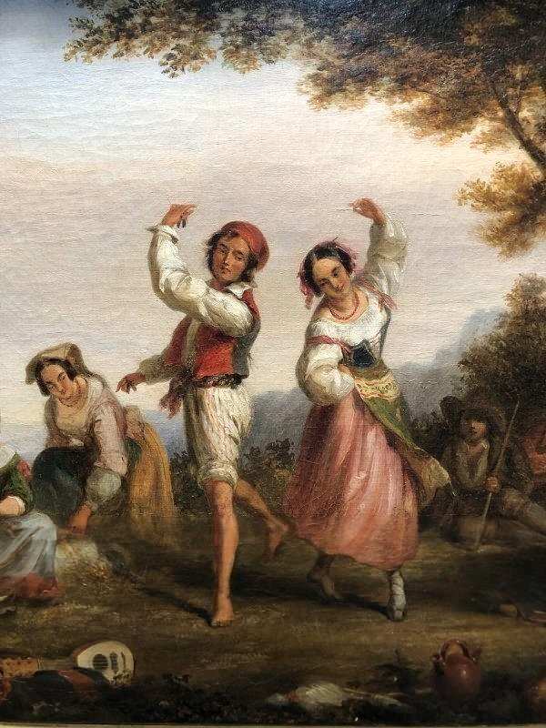 Oil On Canvas "neapolitan Festival" 19th Century-photo-3