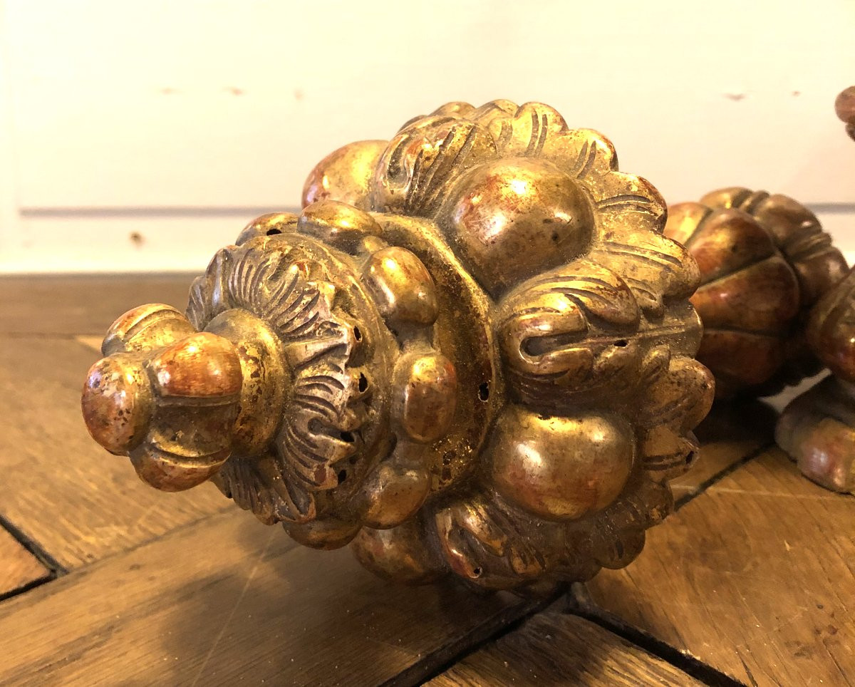 Pair Of Napoleon III Gilded Wood Door Tiebacks-photo-3