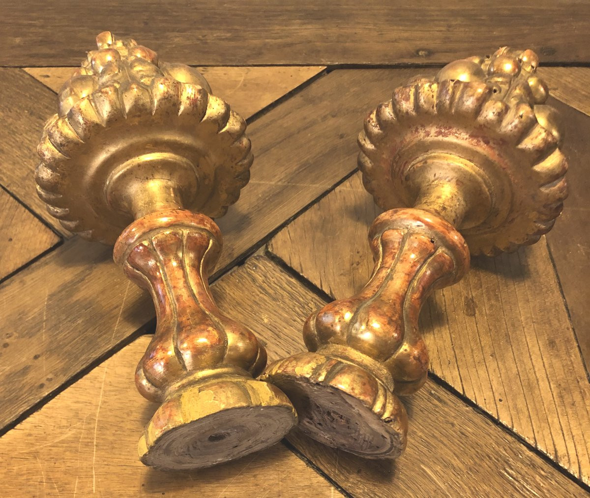 Pair Of Napoleon III Gilded Wood Door Tiebacks-photo-3