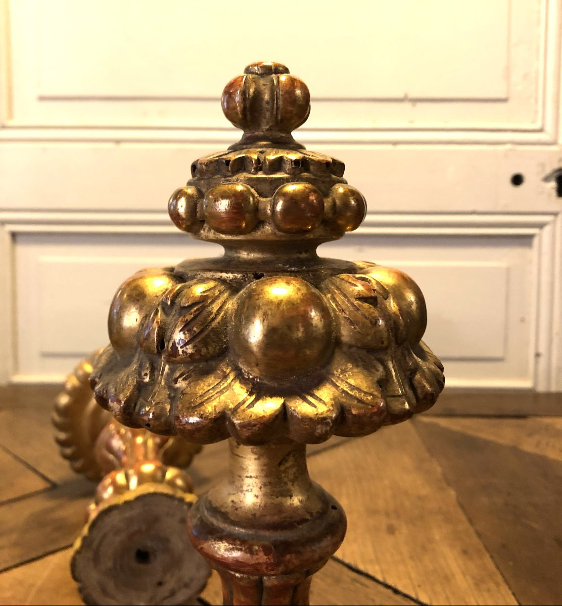 Pair Of Napoleon III Gilded Wood Door Tiebacks-photo-5