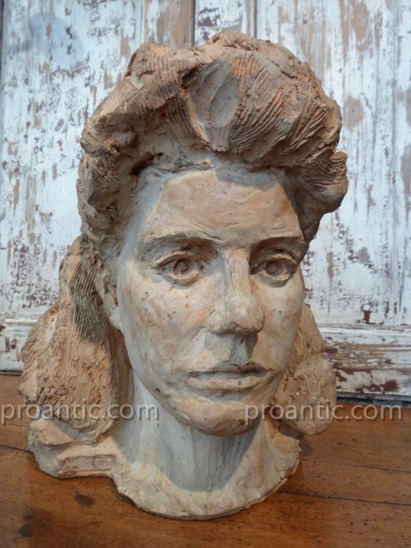 Female Bust In Terracotta Around 1940-photo-2