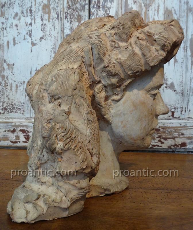 Female Bust In Terracotta Around 1940-photo-3