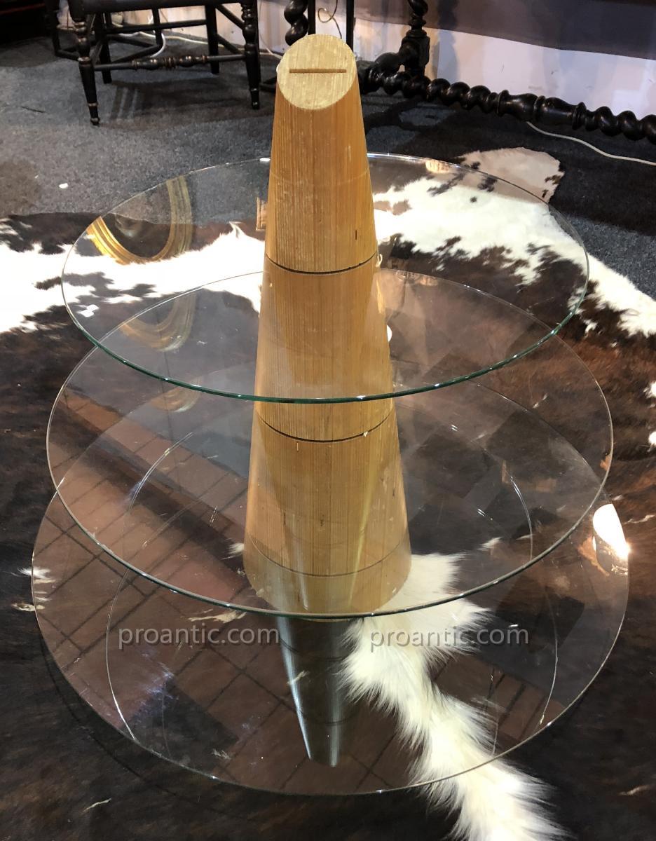 Pedestal Table Base Design, Three Glass Trays-photo-1