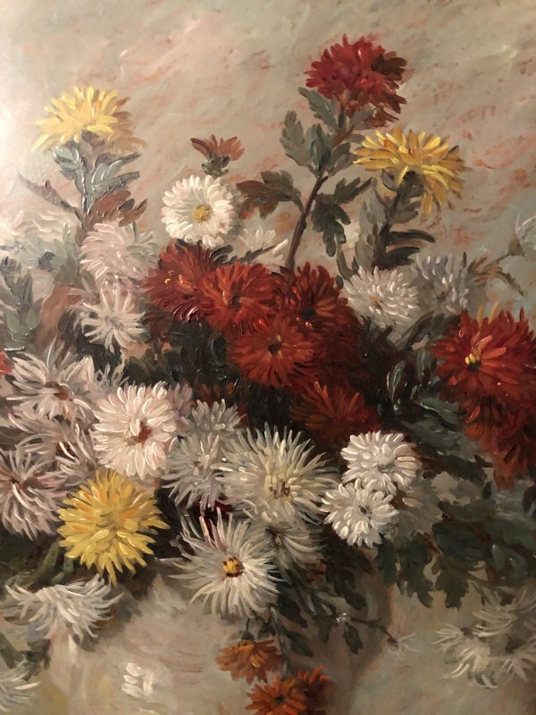 Bouquet Of Dahlias, Chrysanthemums, Daisies In A Vase-photo-4