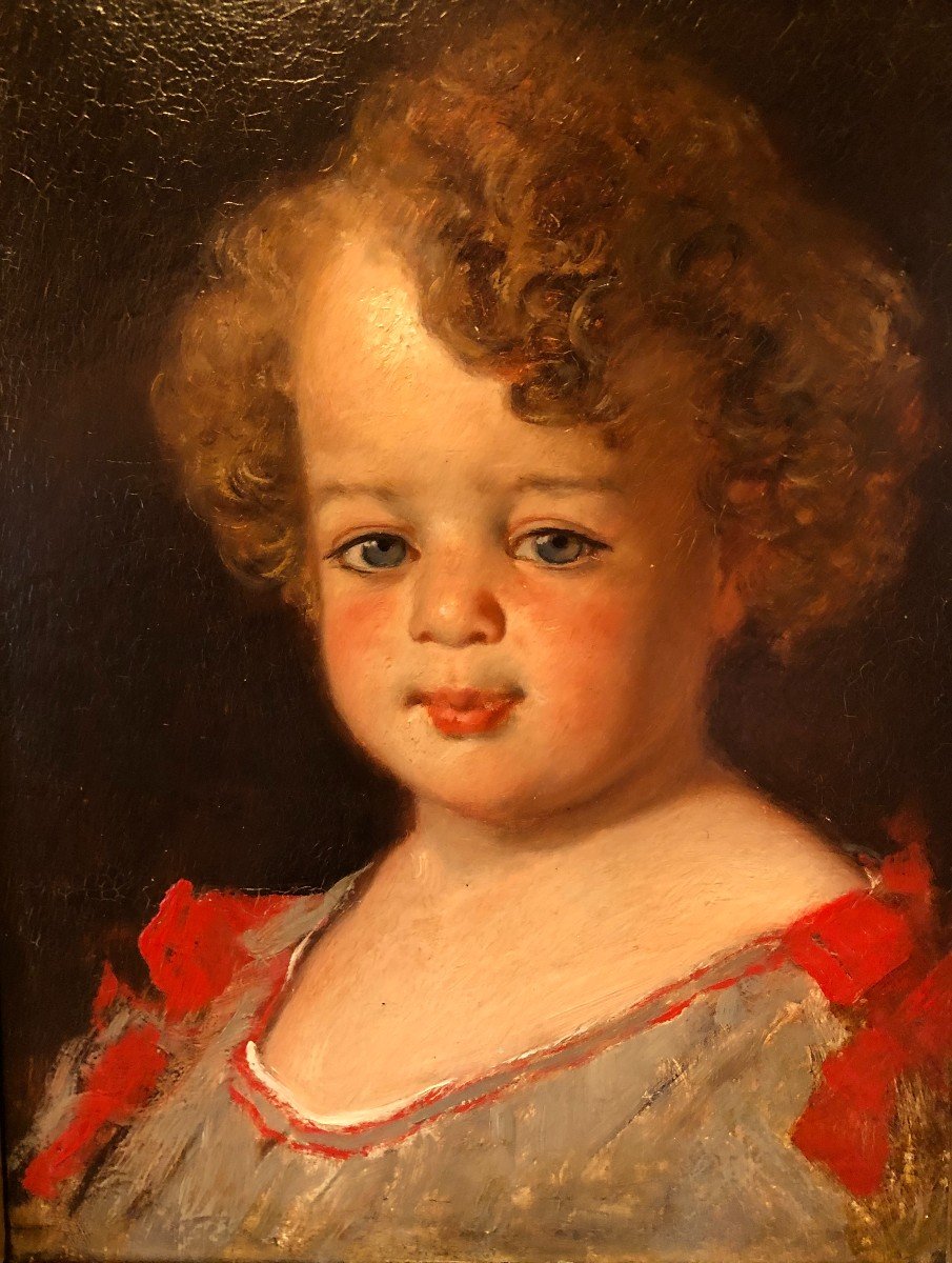 Oil On Panel Portrait Of Victor Chavet Child By His Father Victor Chavet XIXth Century-photo-2