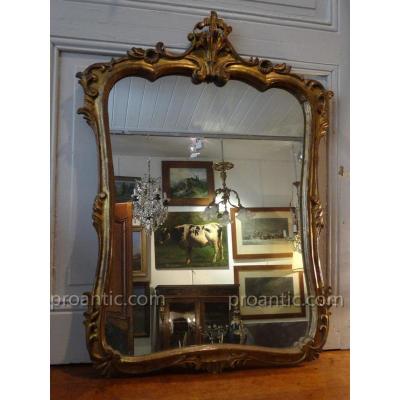 Louis XV Style Mirror In Golden Wood Rocaile