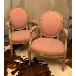 Paire De Fauteuils Louis XVI Estampill&eacute;s Bonnemain XVIII&deg; Si&egrave;cle