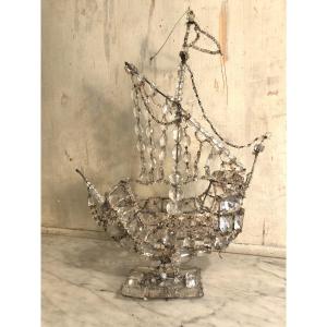 Ex Voto Boat In Pearls And Glass Tassels 19th Century 