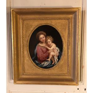 Virgin And Child Oil On Canvas 18th Century