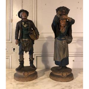 Bongivanni Vaccaro Pair Of Terracotta Figures Universal Exhibition London 1862