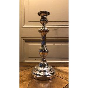 19th Century Silver Plated Metal Candle Holder 