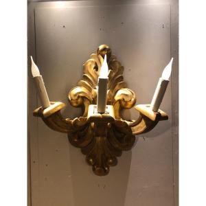 Baroque Wall Lamp In Gilded Wood 