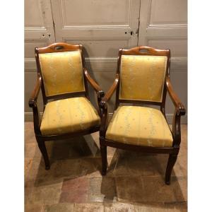 Pair Of 19th Century Mahogany Restoration Frame Armchairs 