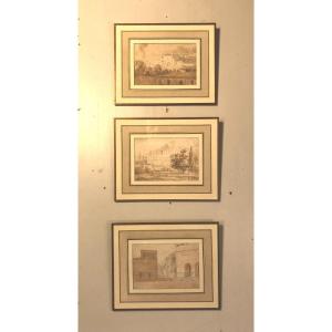 Suite Of 3 Tuscany Washes Florence Region 1789