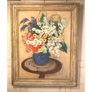 Grand Bouquet De Fleurs Boucher Cermaise 1936 Huile Sur Toile 