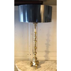 Large Bronze Candlestick Lamp