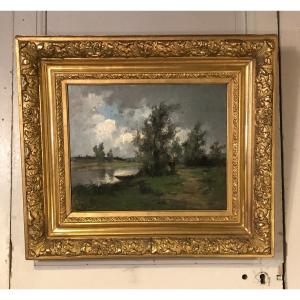 Barbizon School Oil On Panel Signed Ralph