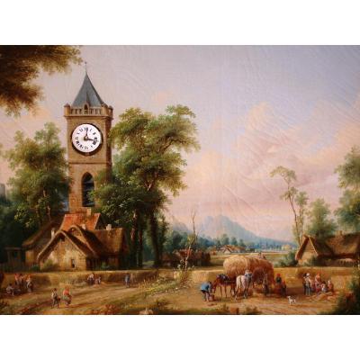 Tableau Horloge Musical, Scène Champetre, XIX° Siecle