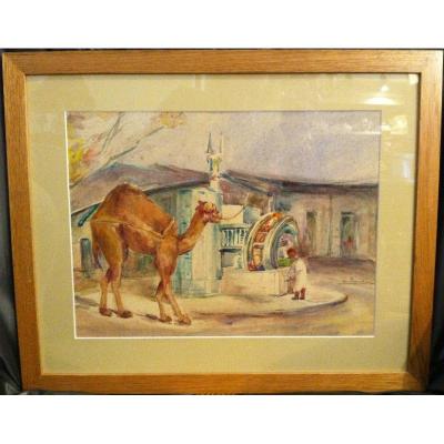 Pair Of Watercolor  Orientalist Signed By L. Faucheur