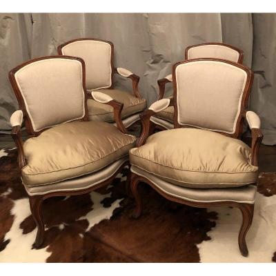 Suite Four Louis XV Armchairs In Cabriolet