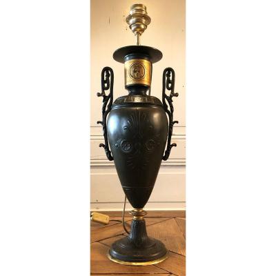 Large Cassolette Vase Neoclassical Lamp XIXth Century