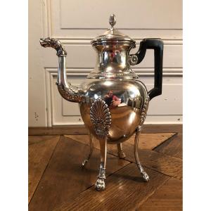 Empire Style Quadripod Teapot In Silver Hallmarked Minerva