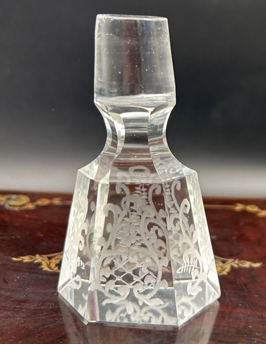 Carafe Cristal Et Argent Gravée De Paniers Fleuris-photo-3