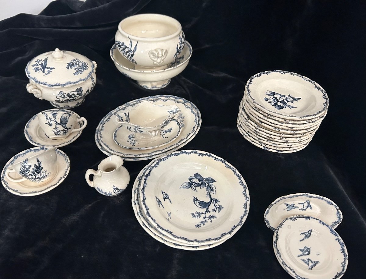 Choisy Le Roi Hypolite Boulanger Blue Bird Dinner Set 27 Pieces