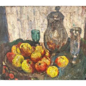 Jean Colin (1881/1961) Oil On Canvas Still Life With Apples