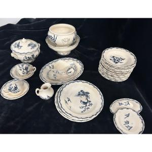 Choisy Le Roi Hypolite Boulanger Blue Bird Dinner Set 27 Pieces