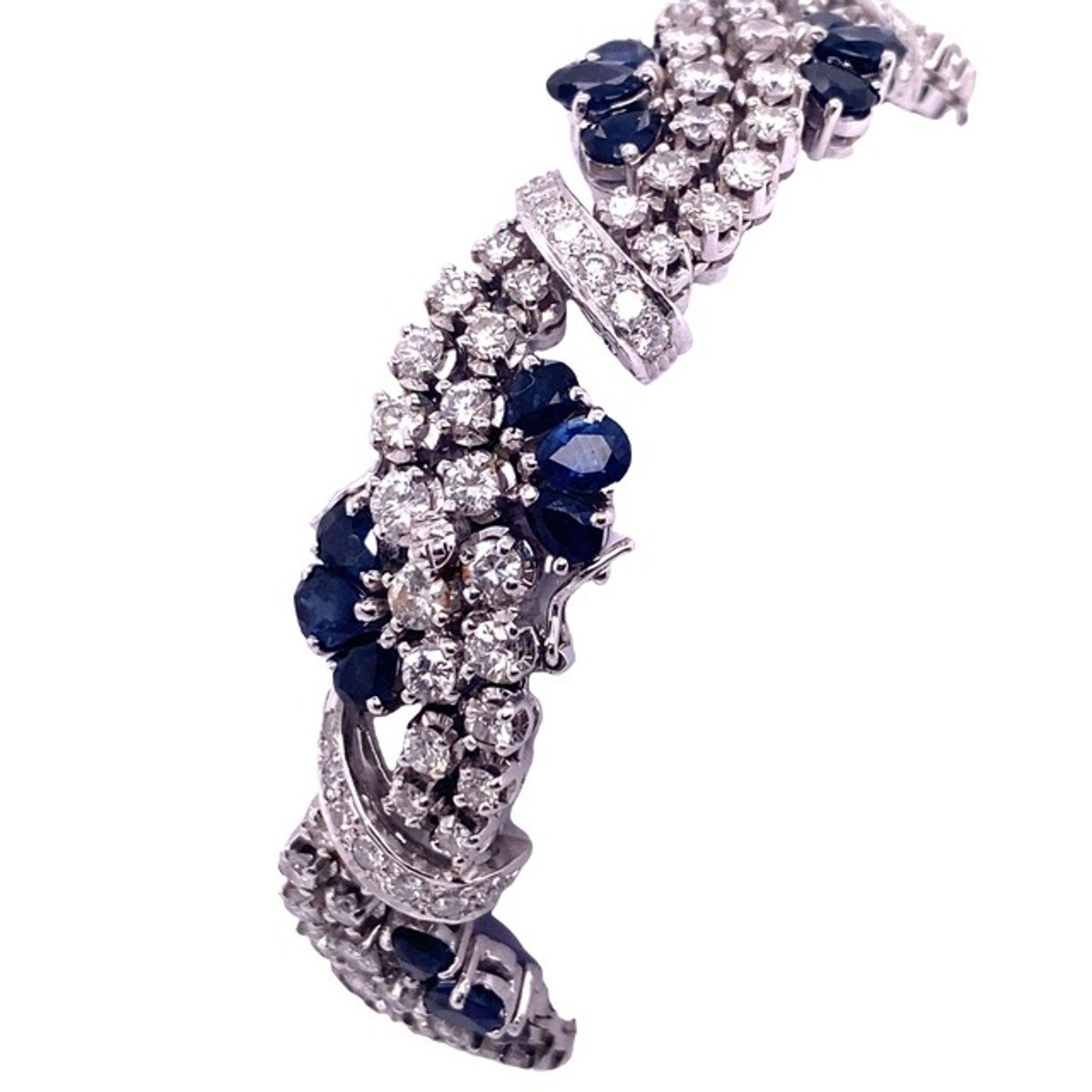 15ct White Gold Fine Quality Sapphire And Diamonds Bracelet, 6.5ct Diamonds-photo-2