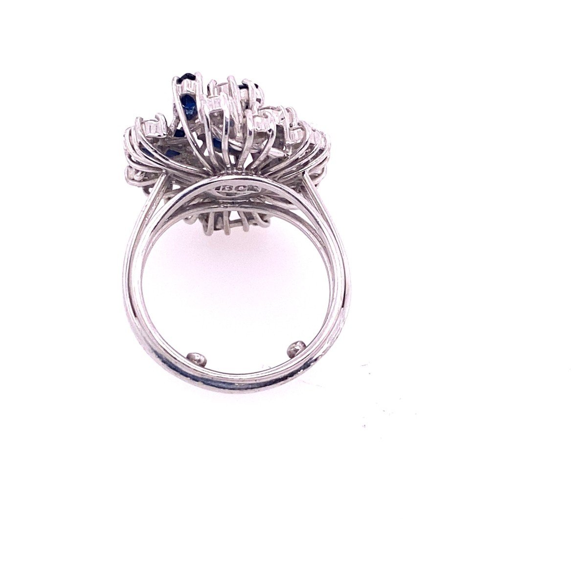 18ct White Gold Diamond & Sapphire Dress Ring, 0.75ct Of Diamonds-photo-2