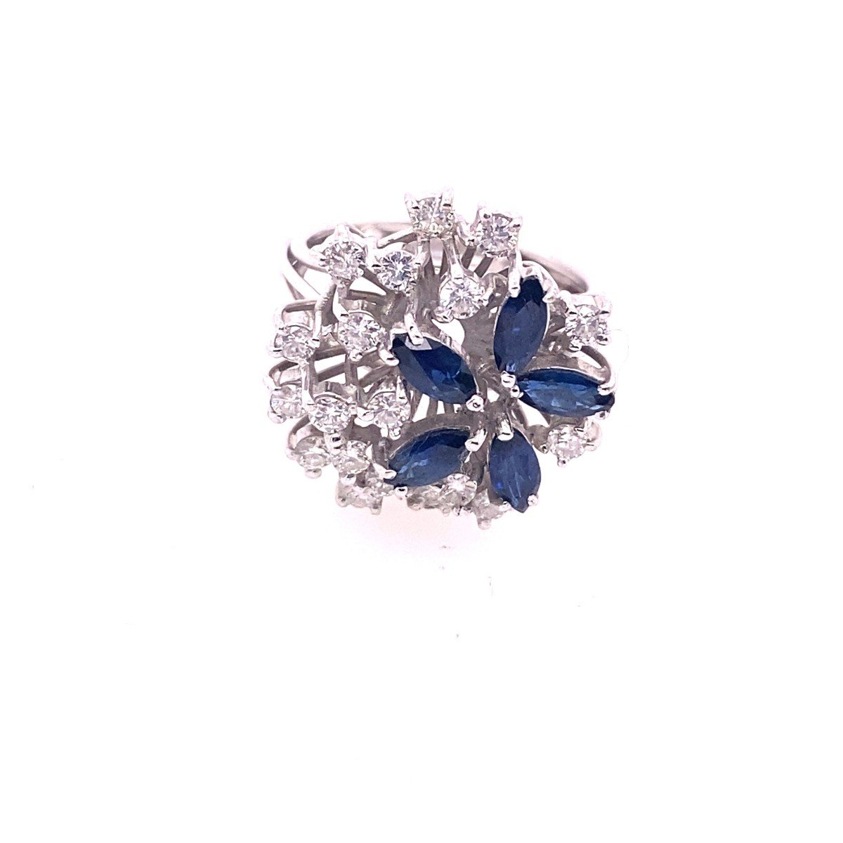 18ct White Gold Diamond & Sapphire Dress Ring, 0.75ct Of Diamonds