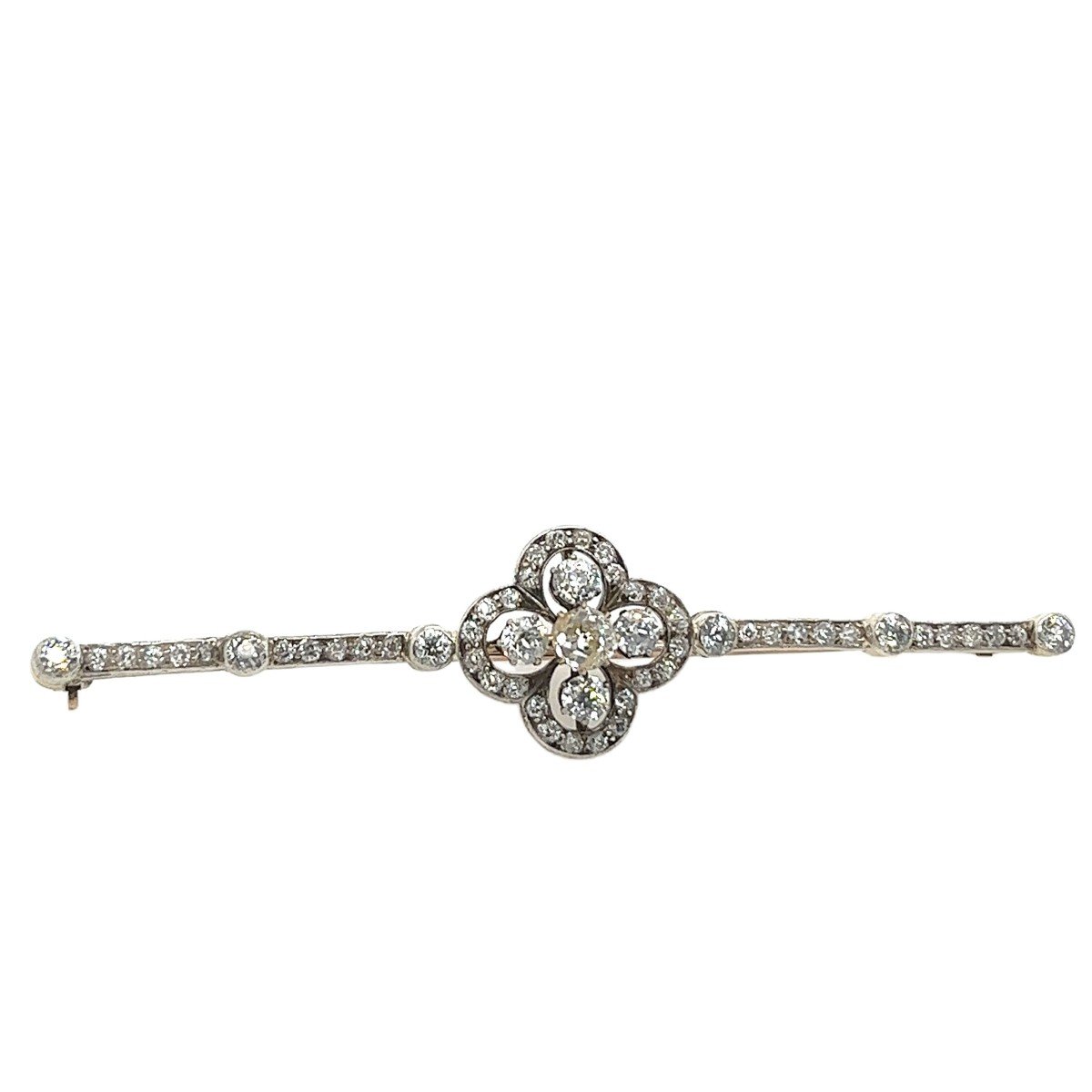 Broche en diamant antique, sertie de diamants ronds de 2,0 ct de taille ancienne