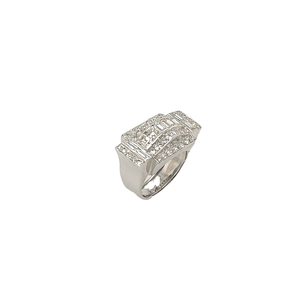 Bague habillée en diamant platine sertie de diamants naturels de formes mixtes de 1,30 ct,-photo-4