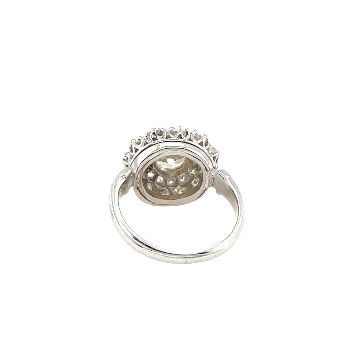 Bague en grappe de diamants de fabrication italienne vintage, sertie de diamants taille -photo-1