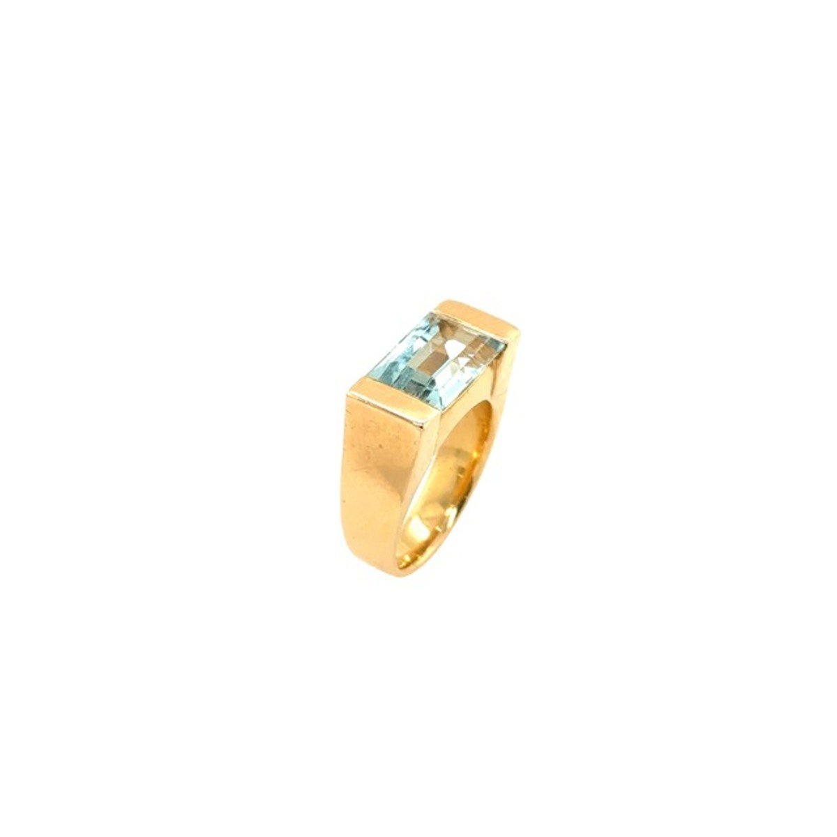 Vintage 18ct Rose Gold Ring, Set With Emerald Cut 3.0ct Shape Aquamarine-photo-2