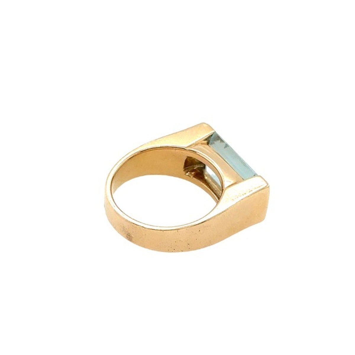 Vintage 18ct Rose Gold Ring, Set With Emerald Cut 3.0ct Shape Aquamarine-photo-4