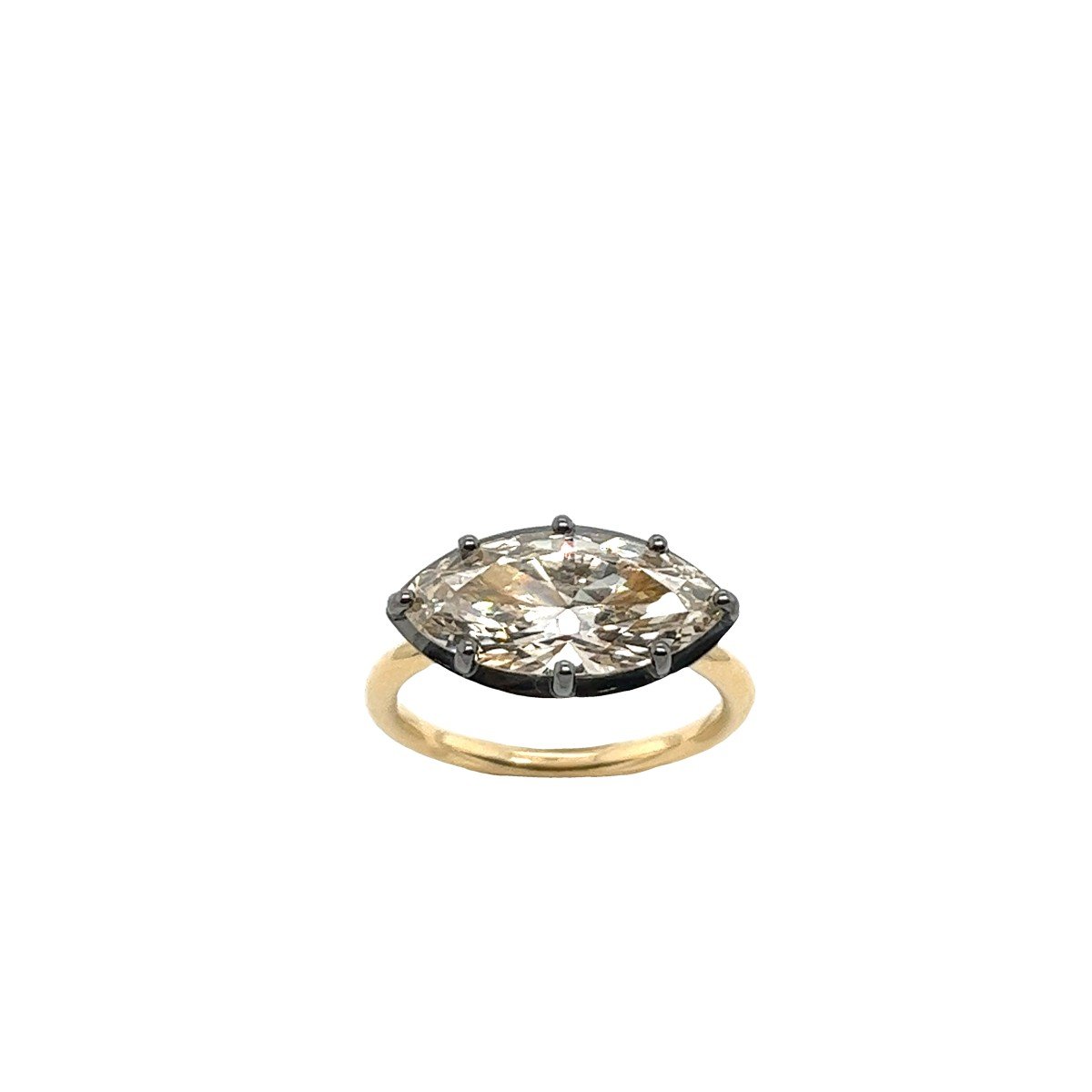 18ct Yellow Gold Marquise Diamond Solitaire, 3.33ct M-si1 Edr Cerificate-photo-3