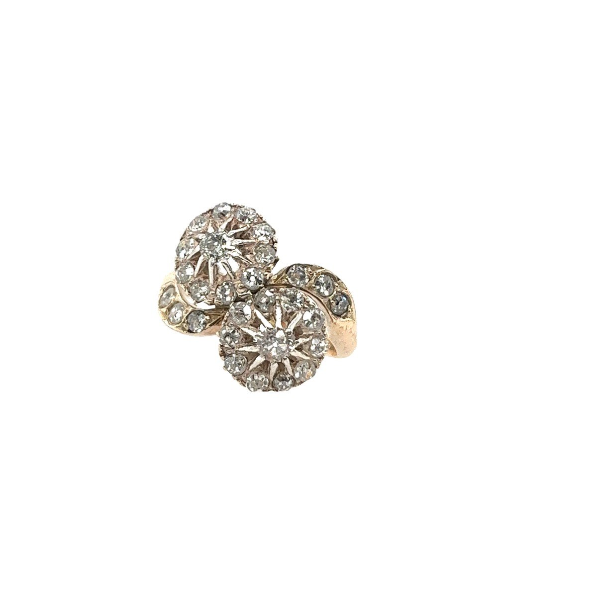 Vintage 14ct Yellow Gold Cluster Diamond Ring, Set With 0.70ct Old Cut Diamonds