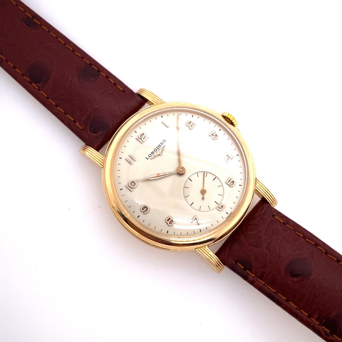 Montre-bracelet Mécanique Longines Vintage En Or Rose/jaune 18 Carats 38 Mm-photo-2