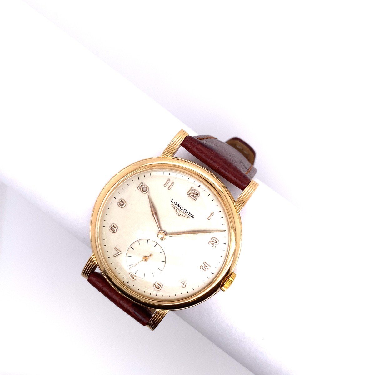 Montre-bracelet Mécanique Longines Vintage En Or Rose/jaune 18 Carats 38 Mm-photo-3