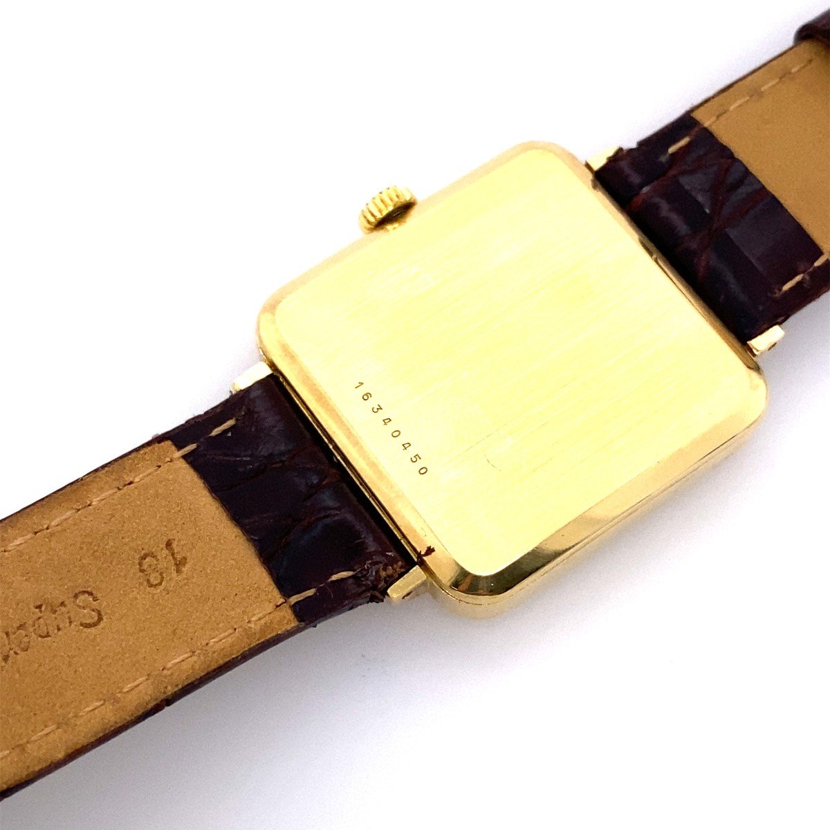 Montre Phare Carrée Longines Vintage En Or Jaune 18 Carats-photo-6