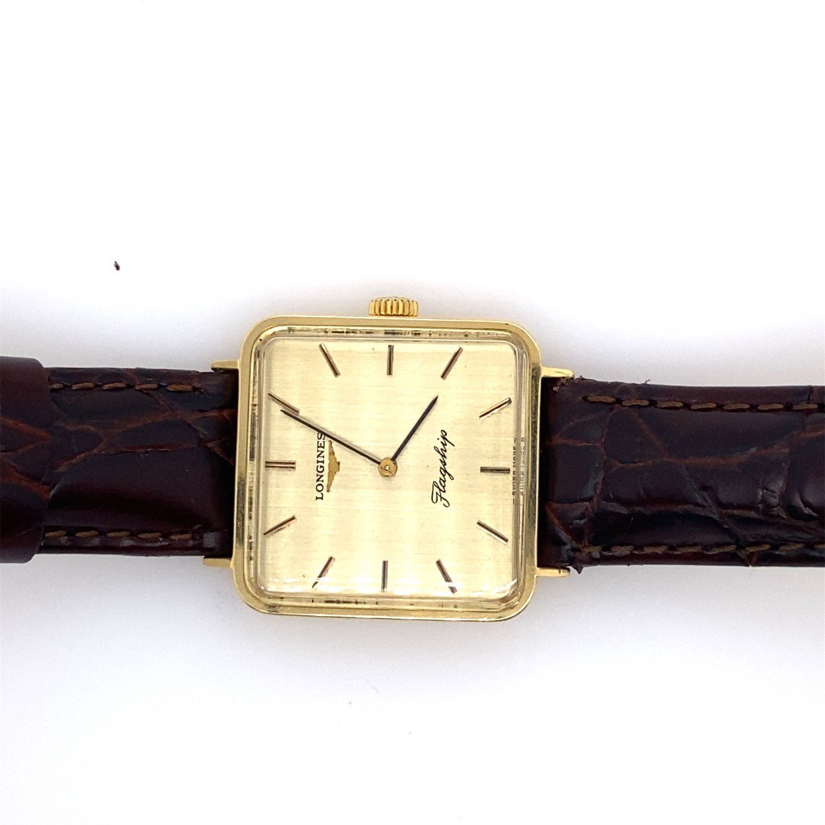 Montre Phare Carrée Longines Vintage En Or Jaune 18 Carats