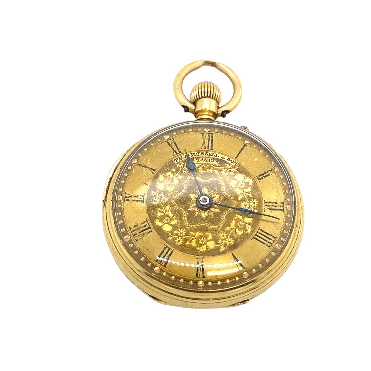 Montre De Poche Victorienne Thomas Russell & Sons Antique En Or Jaune 18 Carats-photo-1