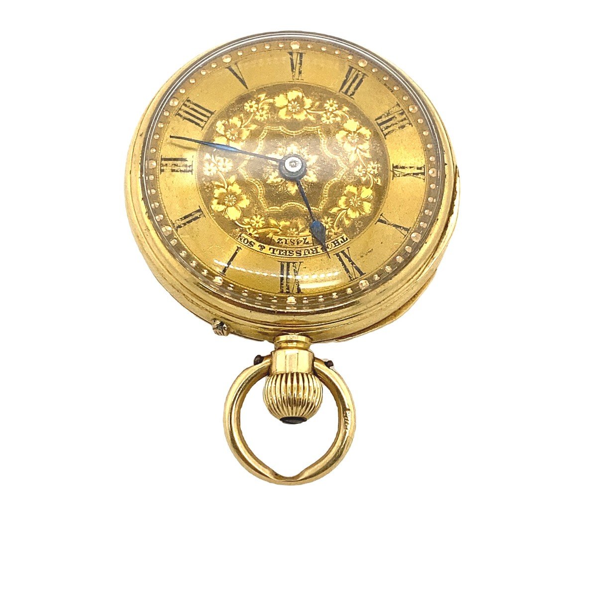 Montre De Poche Victorienne Thomas Russell & Sons Antique En Or Jaune 18 Carats-photo-3