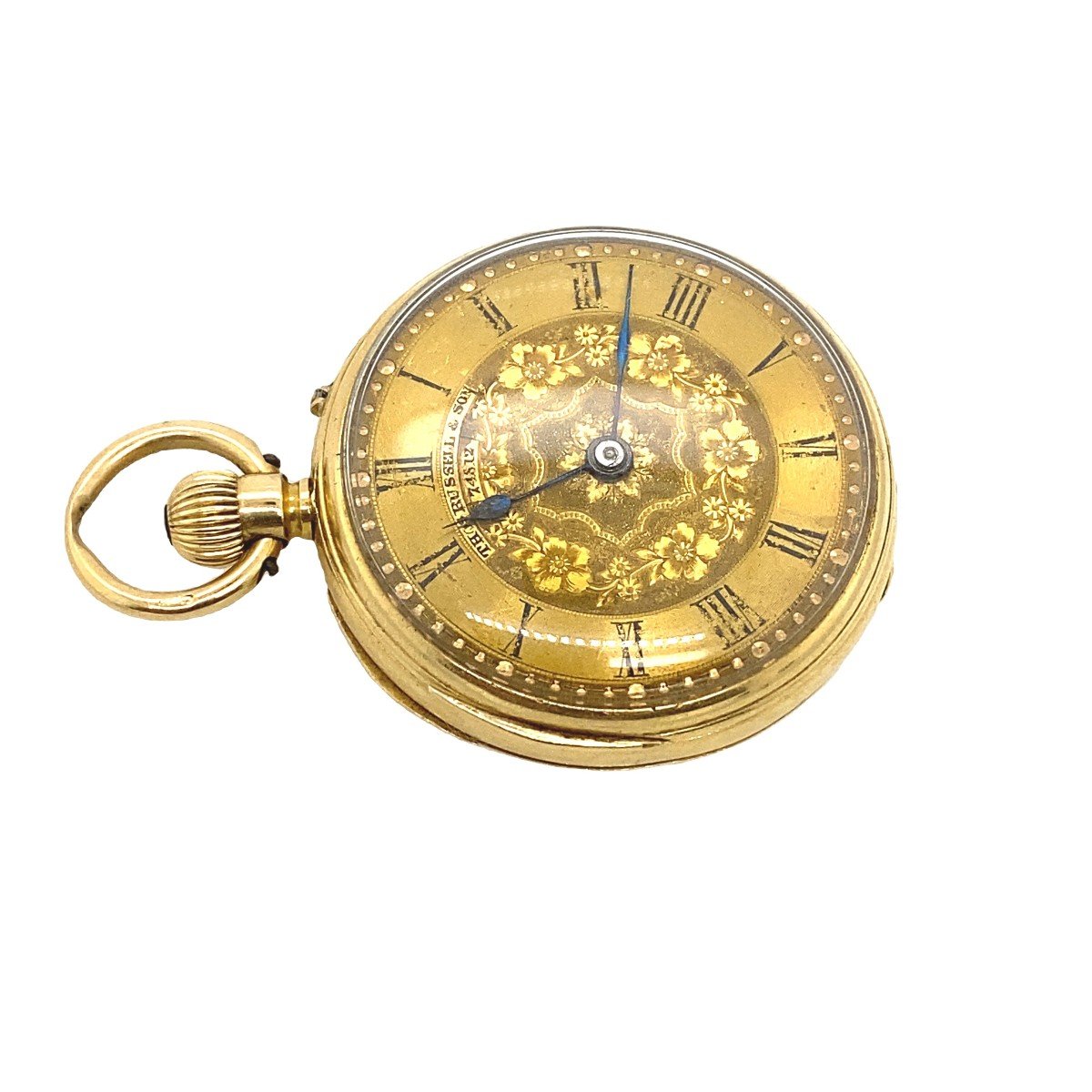 Montre De Poche Victorienne Thomas Russell & Sons Antique En Or Jaune 18 Carats-photo-4